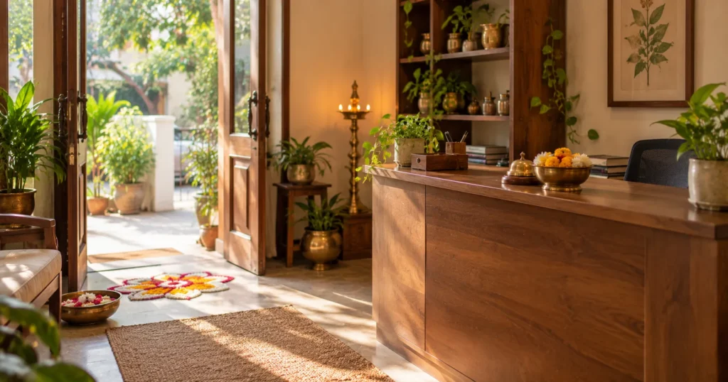 Reception of the Ayurvedic clinic in Nashik